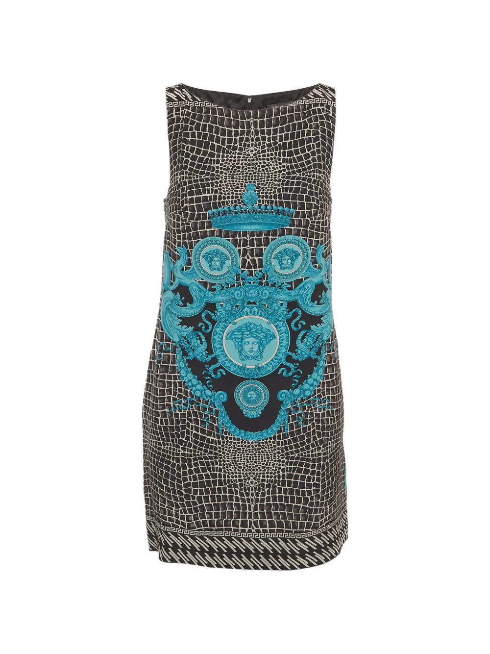 Pre-owned Versace Medusa-print Sleeveless Mini Dress In Black