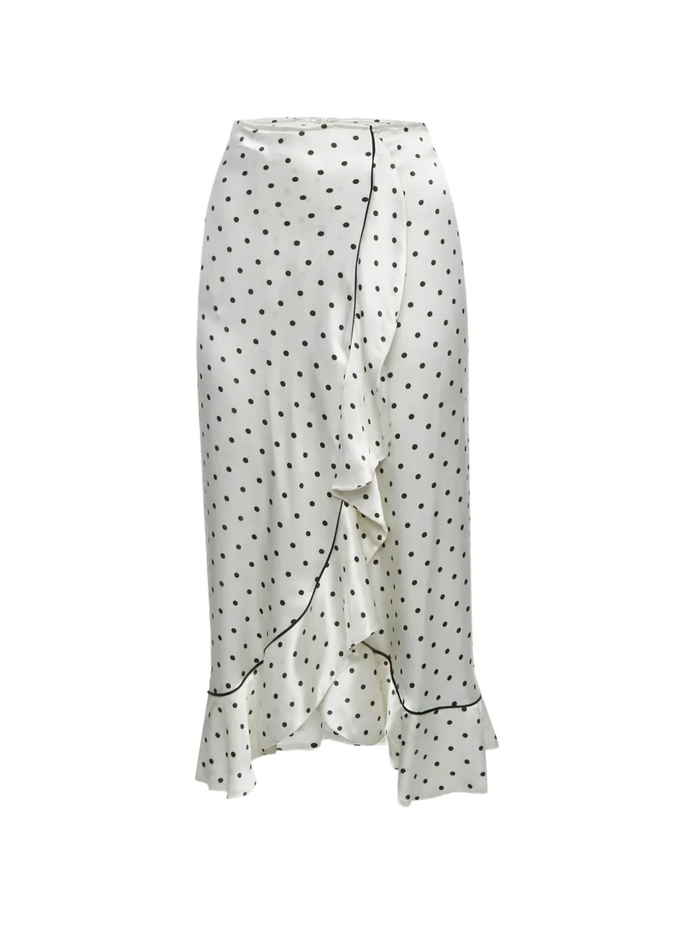 GANNI polka-dot ruffled midi skirt - Bianco
