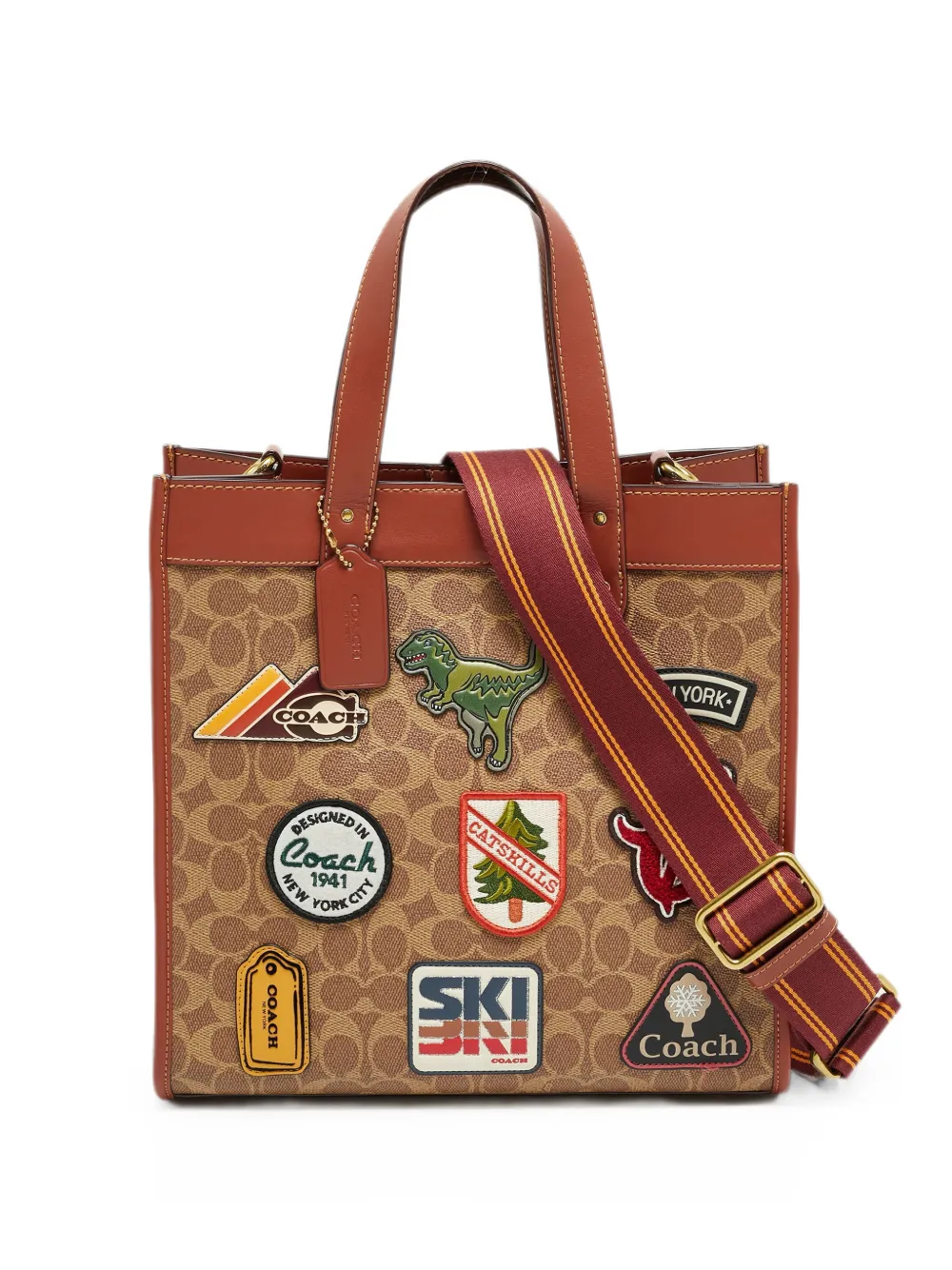 Coach Field patchwork tote bag - Braun