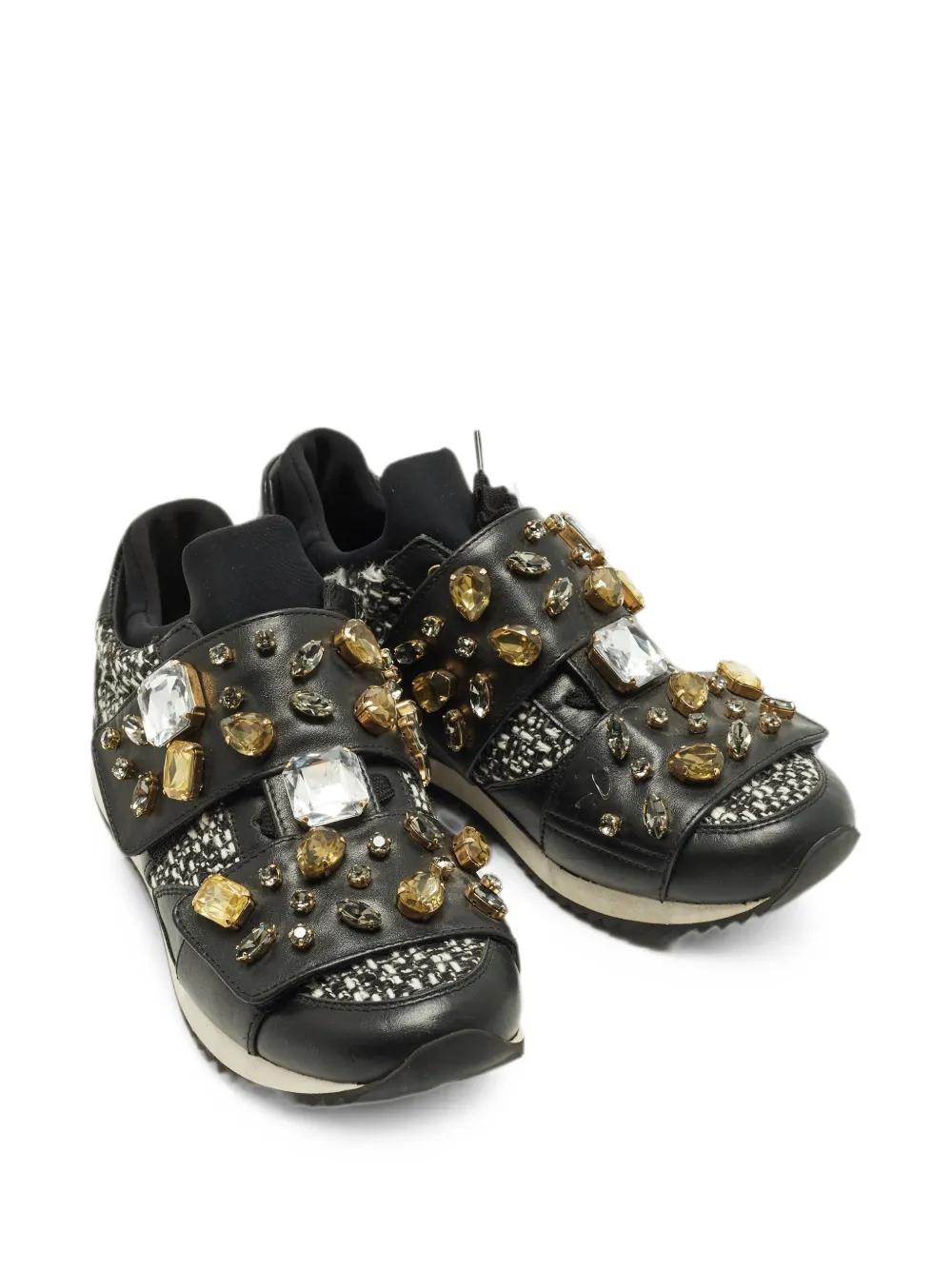 Dolce & Gabbana Pre-Owned Space crystal-embellished leather sneakers - Schwarz