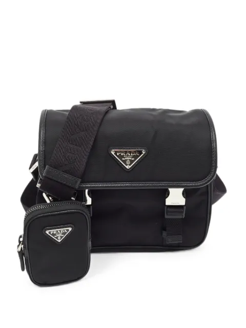 Prada Pre-Owned Re-Nylon logo-plaque messenger bag