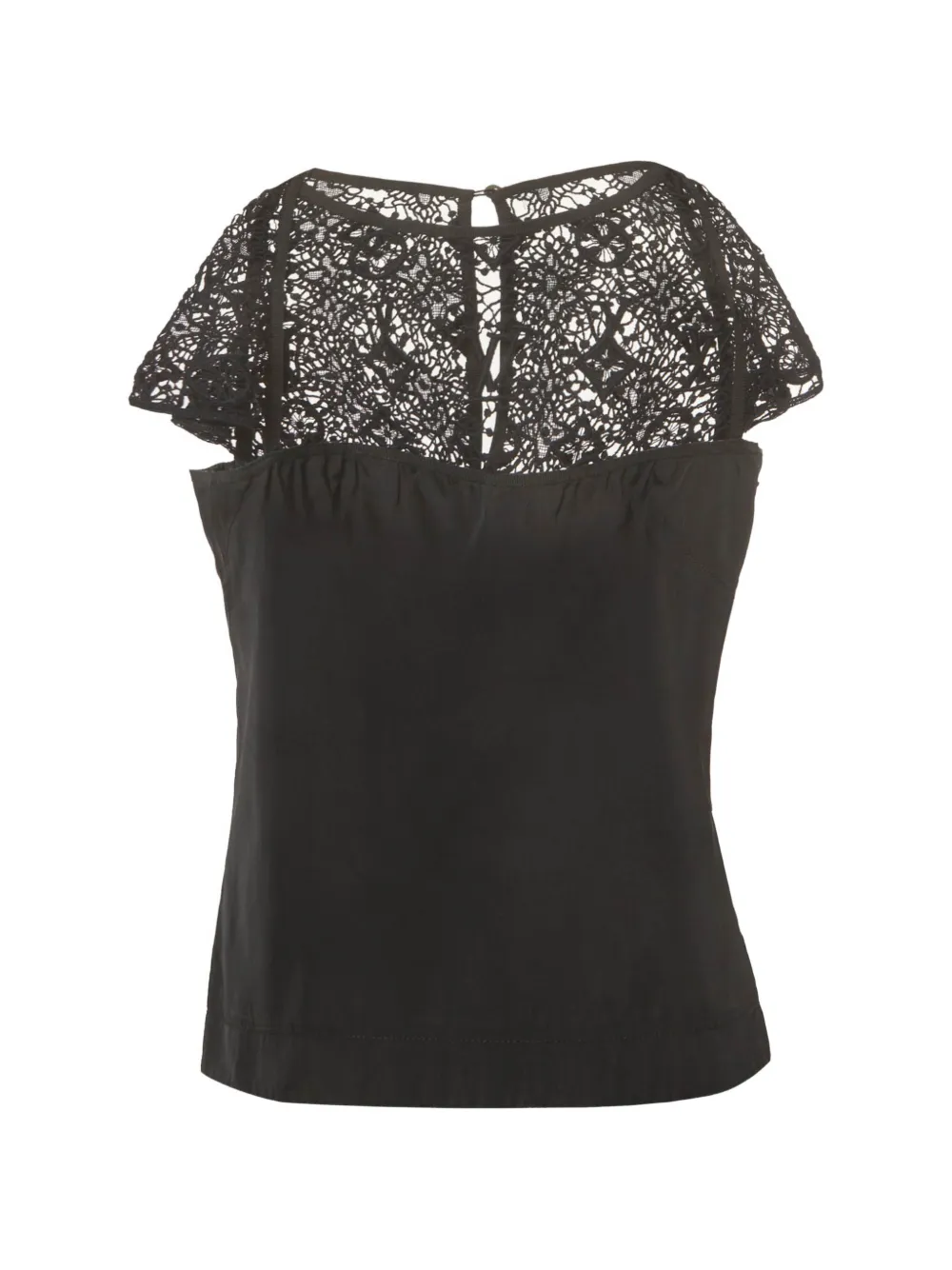 Louis Vuitton Pre-Owned lace cap-sleeve top - Nero