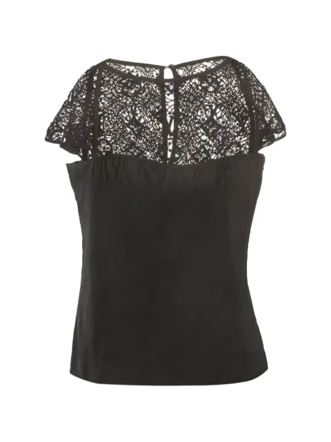 Louis Vuitton Pre-Owned lace cap-sleeve top
