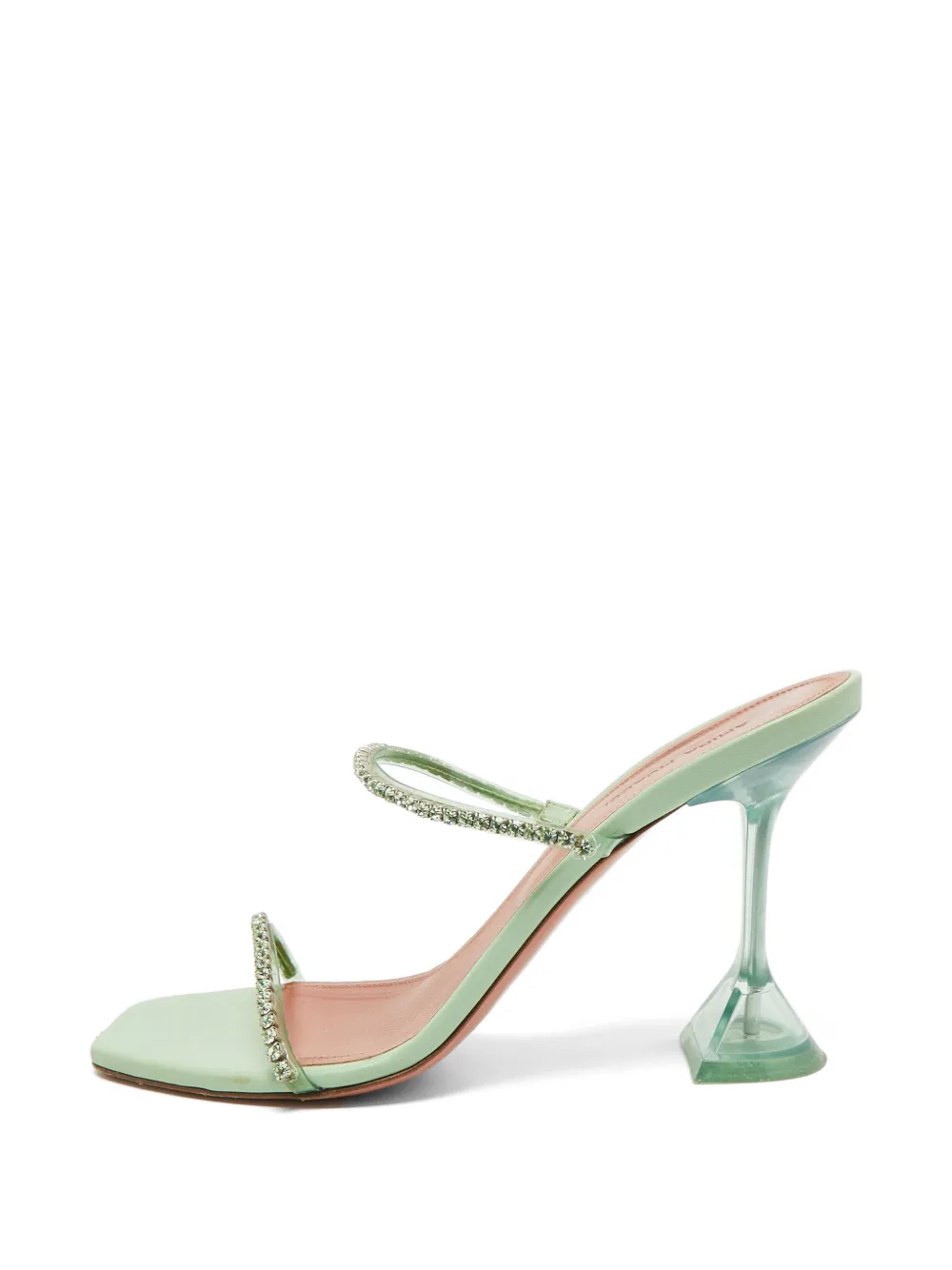 Amina Muaddi Sandali Gilda Glass con decorazione - Verde