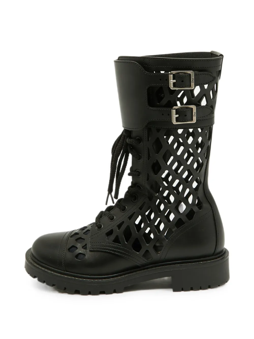Christian Dior Pre-Owned laser-cut combat boots - Schwarz