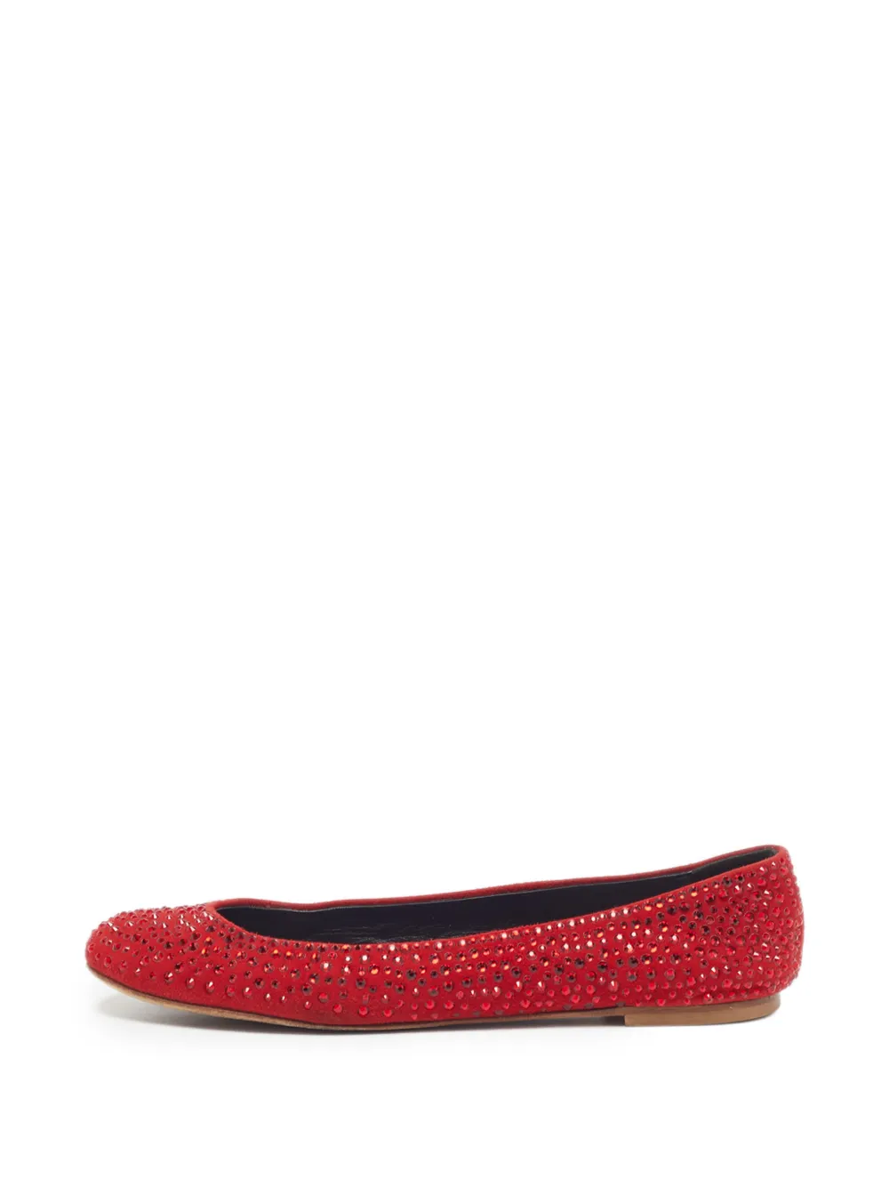 Giuseppe Zanotti Vintage crystal-embellished suede ballet flats - Rosso