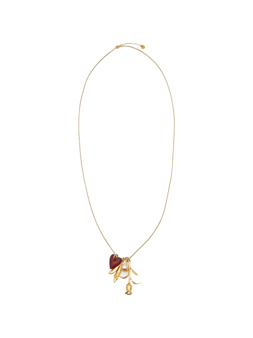 Christian Dior Pre-Owned Rose motif heart-pendant necklace - Gold
