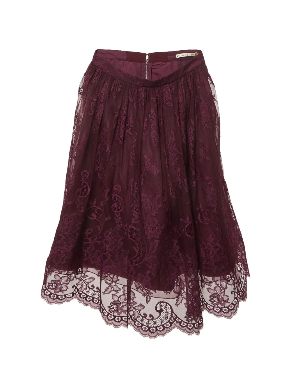 alice + olivia floral-lace midi skirt - Violett