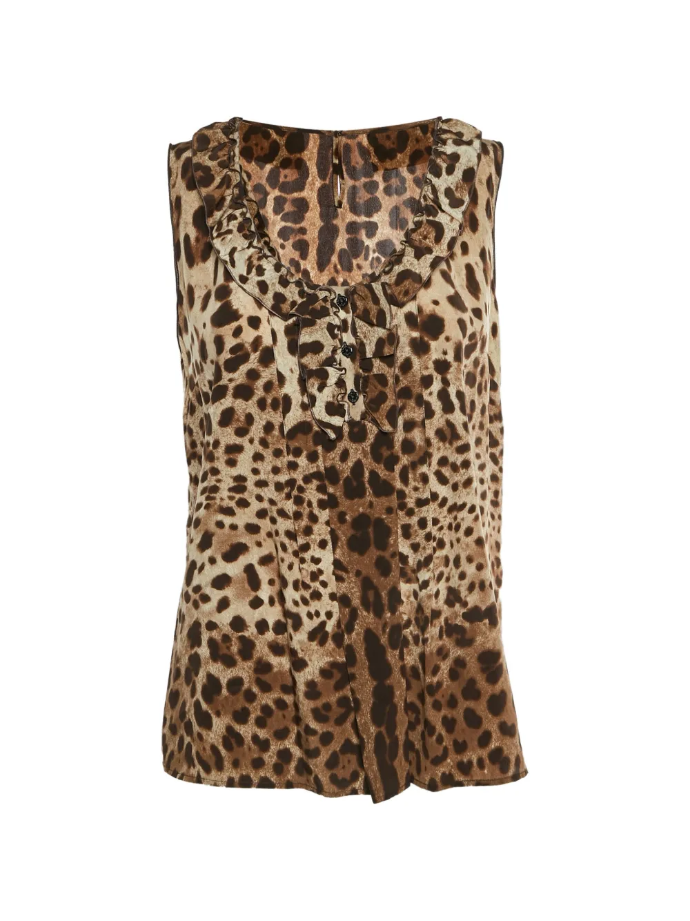 Dolce & Gabbana Pre-Owned leopard-print ruffled blouse - Marrone