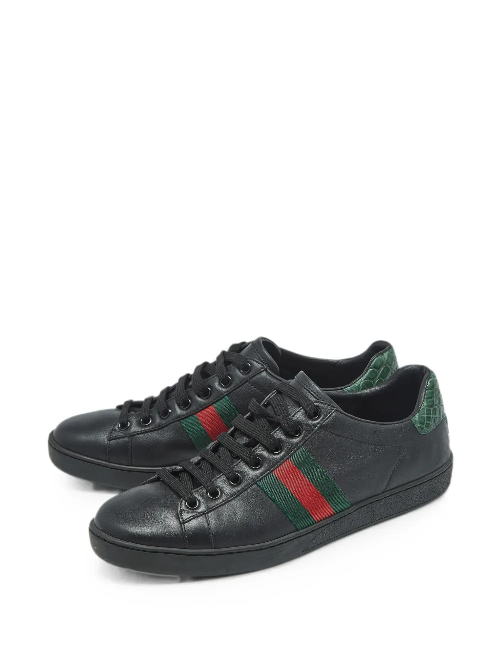 Gucci Pre-Owned New Ace croc-embossed low-top sneakers - Schwarz