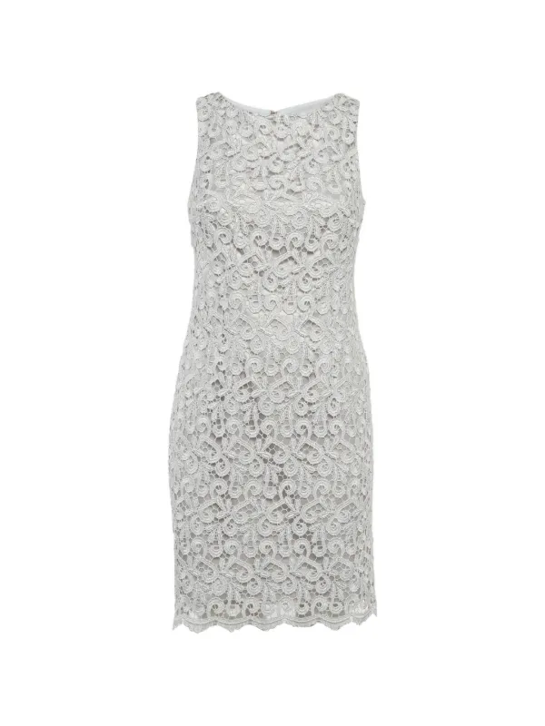 onyx nite lace dress ONYX NITE guipure-lace Mini Dress | Silver