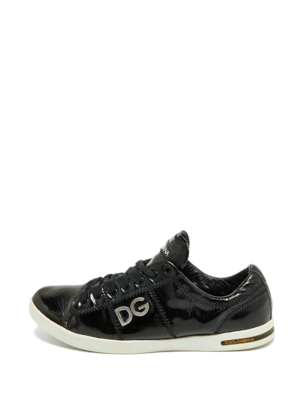 Dolce & Gabbana Pre-Owned DG Logo patent-leather sneakers - Nero