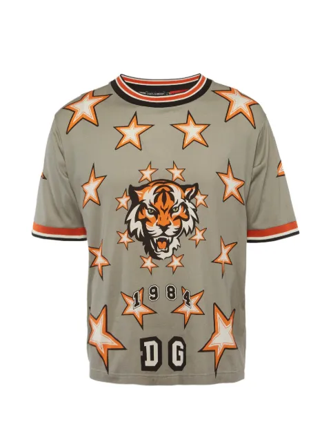 Dolce & Gabbana Pre-Owned tiger-print star-motif T-shirt