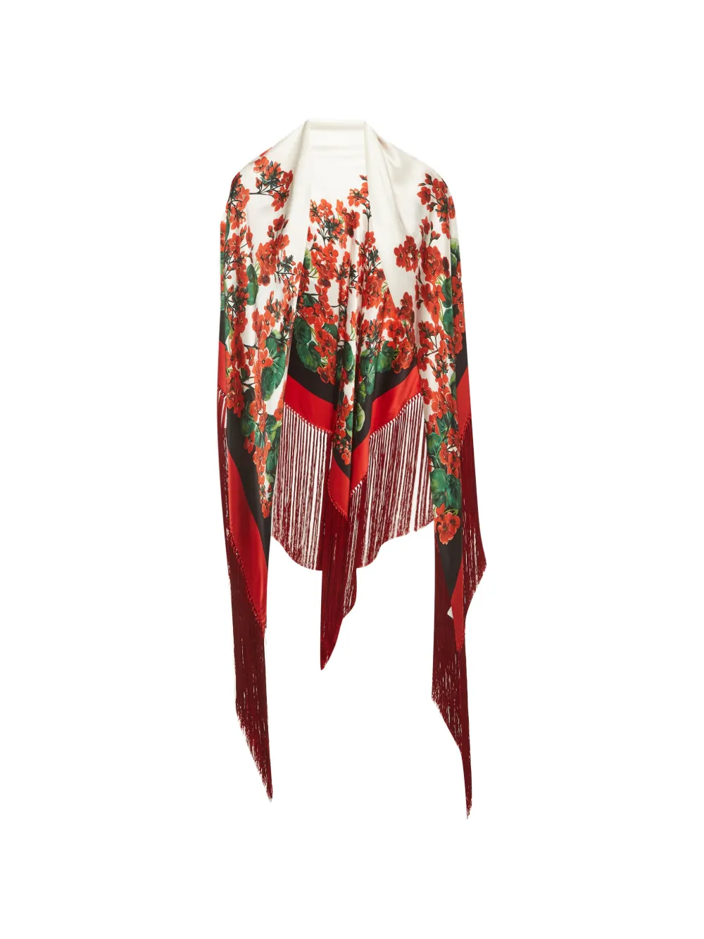 Dolce & Gabbana Pre-Owned floral-print fringed shawl - Bianco