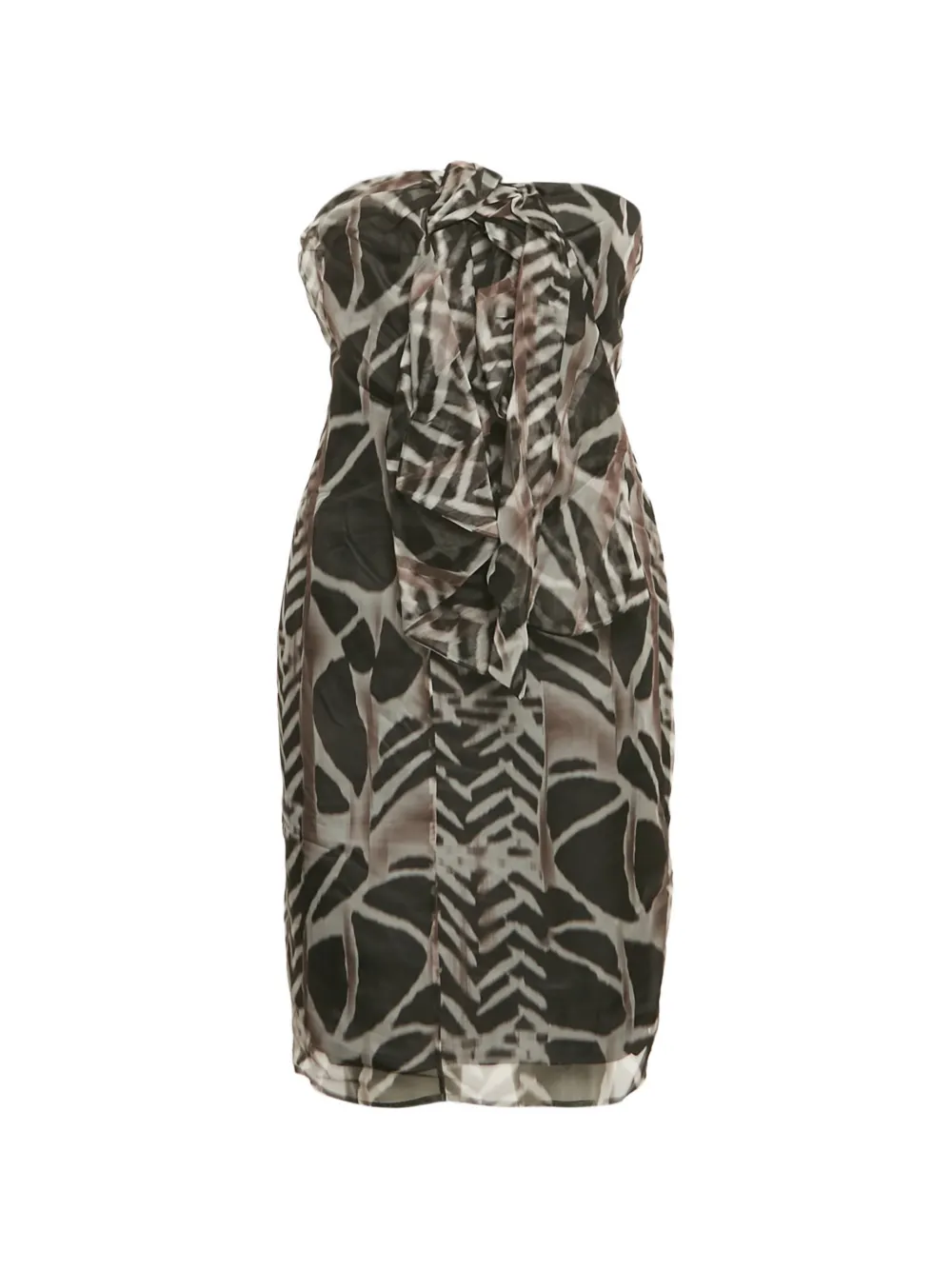 BOSS abstract-print strapless mini dress - Nero