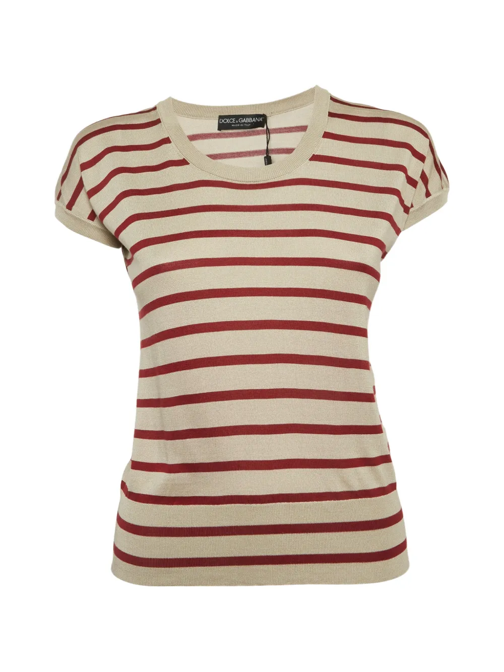 Pre-owned Dolce & Gabbana Striped Knitted T-shirt In Neutral