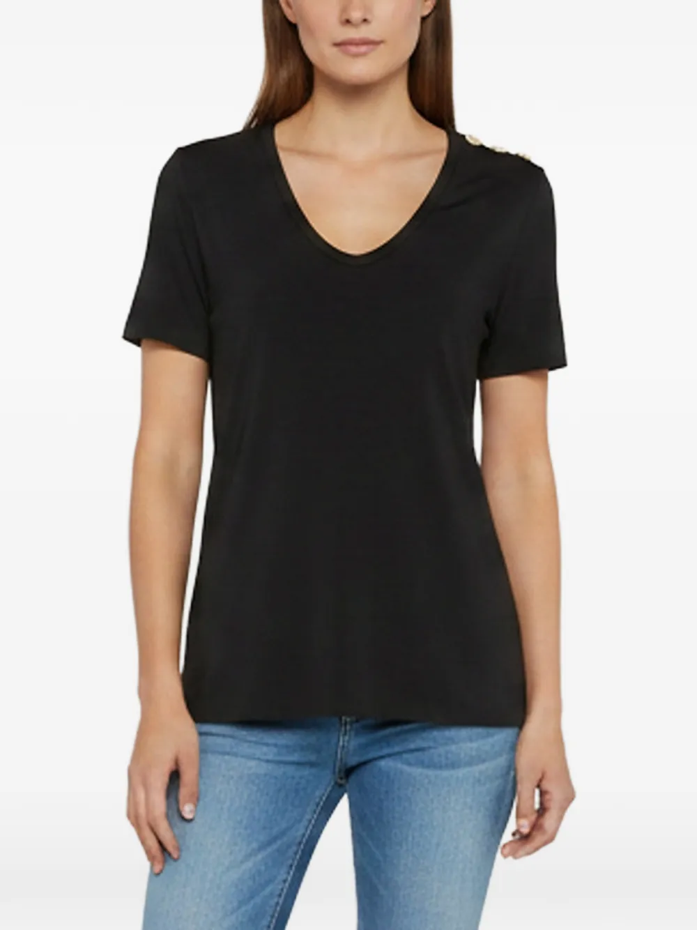 Balmain Pre-Owned T-Shirt mit Zierknöpfen - Schwarz