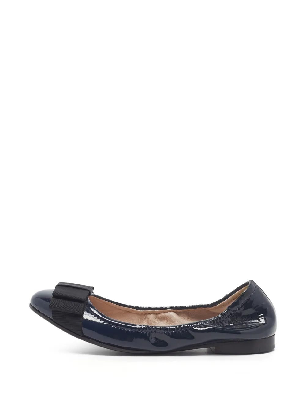 Miu Miu Pre-Owned bow-detail scrunch leather ballet flats - Blau
