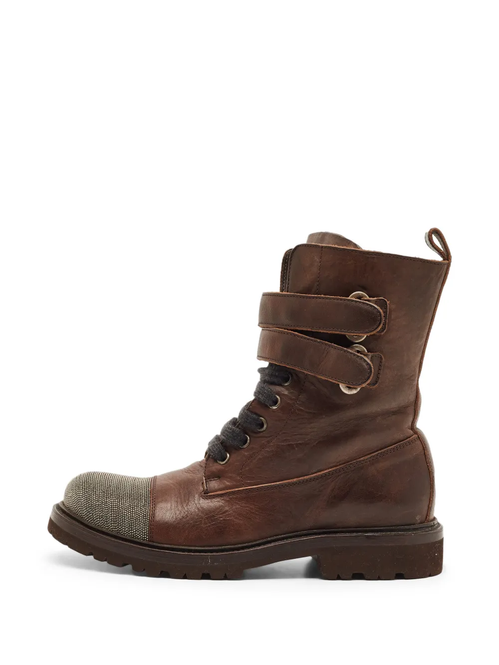 Brunello Cucinelli cap-toe combat boots - Braun
