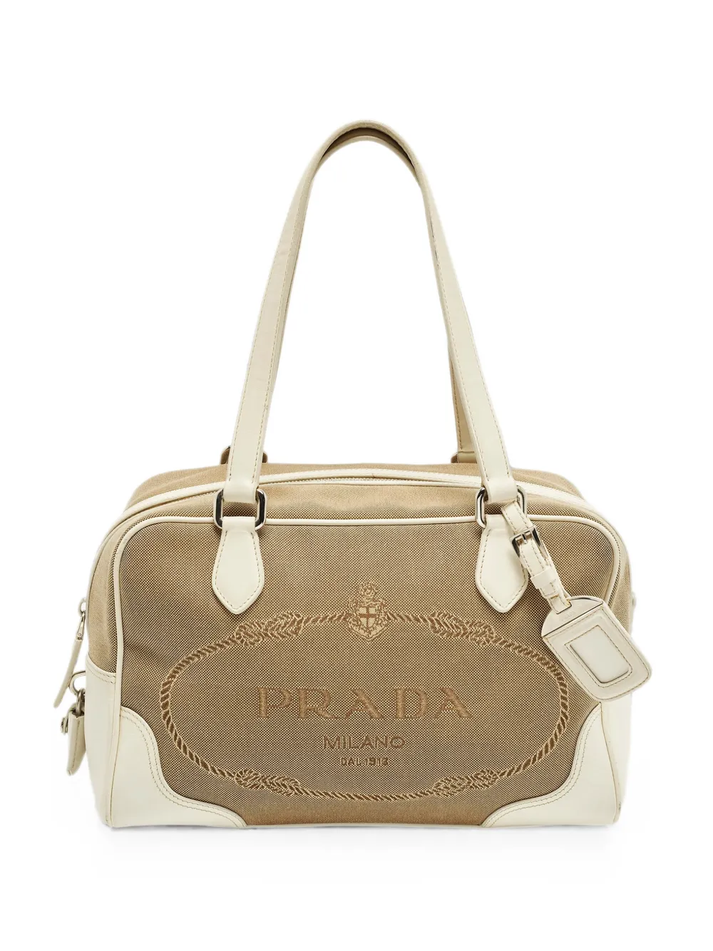 Pre-owned Prada Logo-jacquard Tote Bag In Neutral