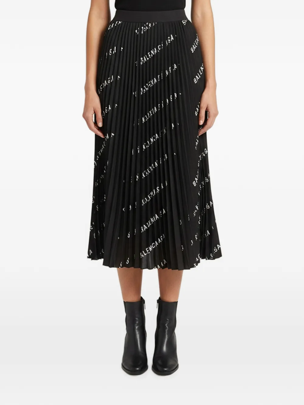 Balenciaga Pre-Owned logo-print midi skirt - Nero