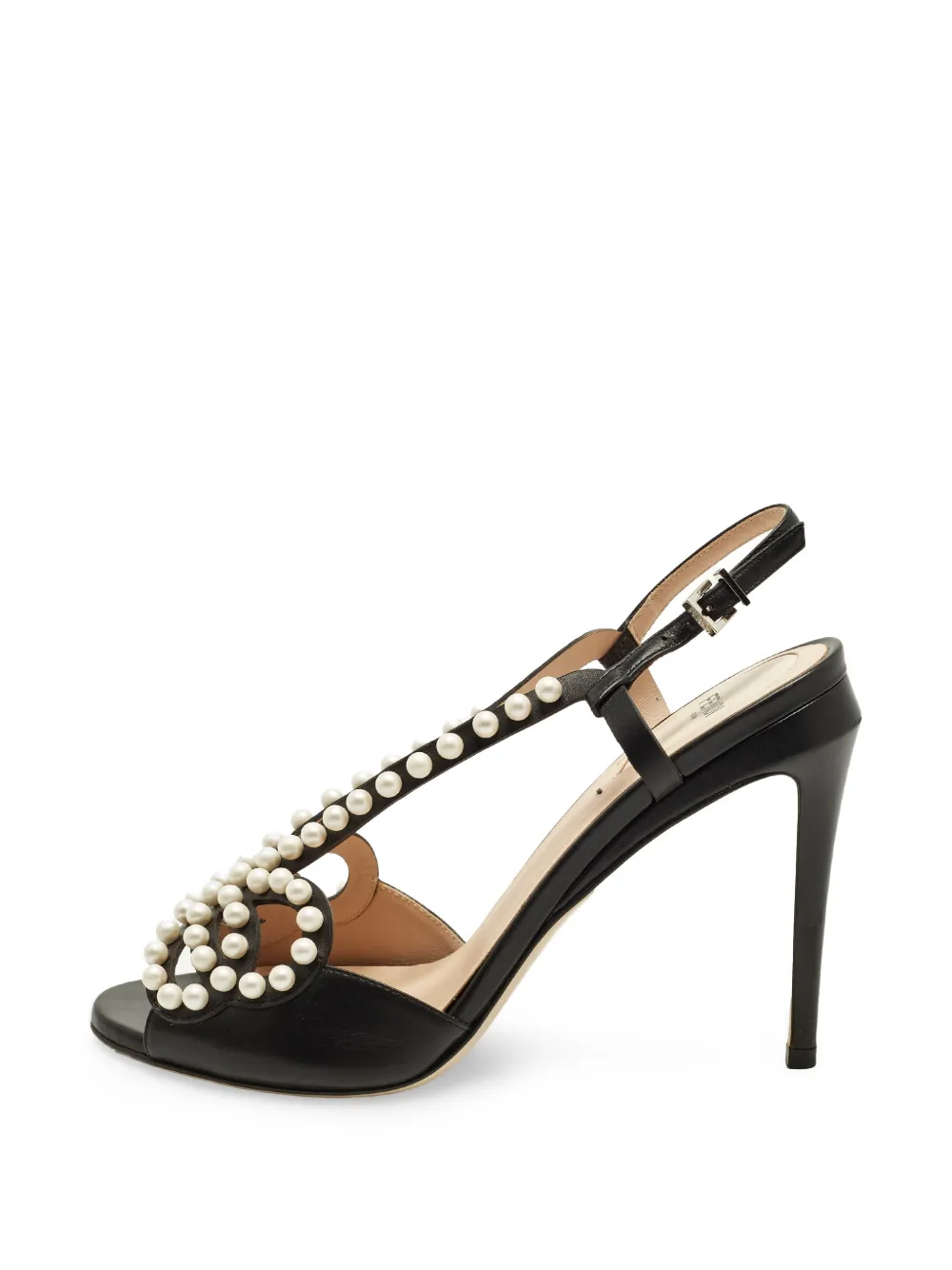 Fendi Pre-Owned faux pearl-embellished slingback sandals - Nero