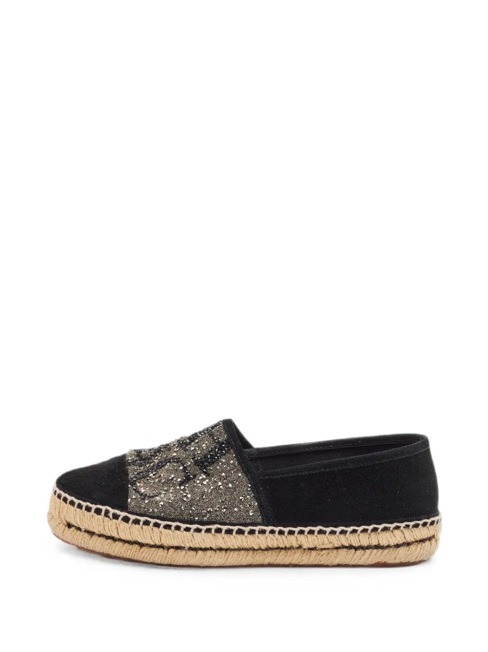 Carolina Herrera Vintage glitter suede espadrilles - Schwarz