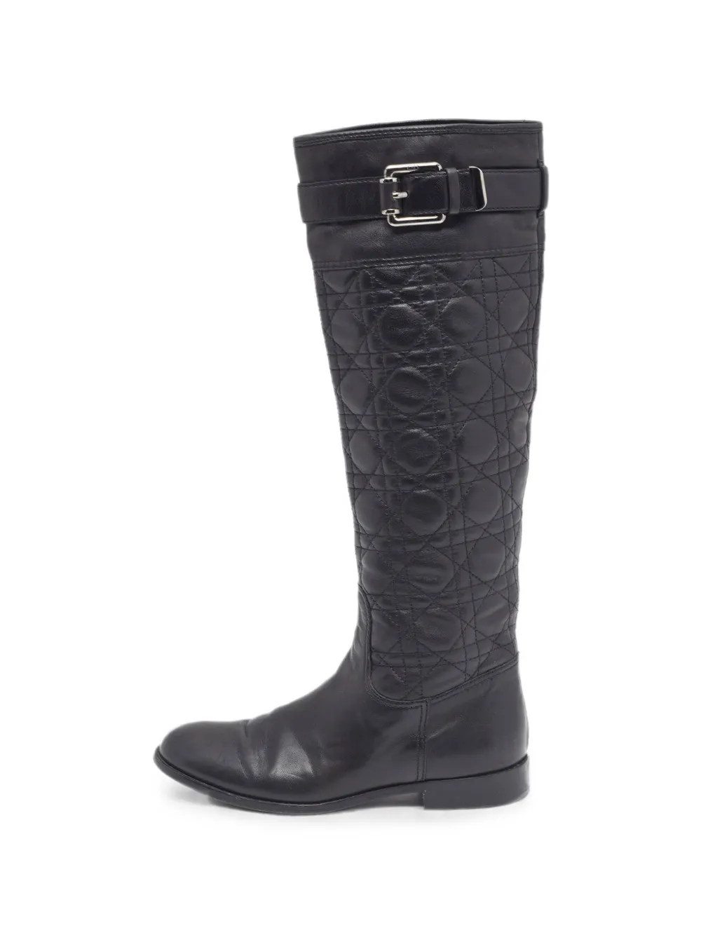Christian Dior Pre-Owned Cannage-quilted buckle-detail boots - Schwarz