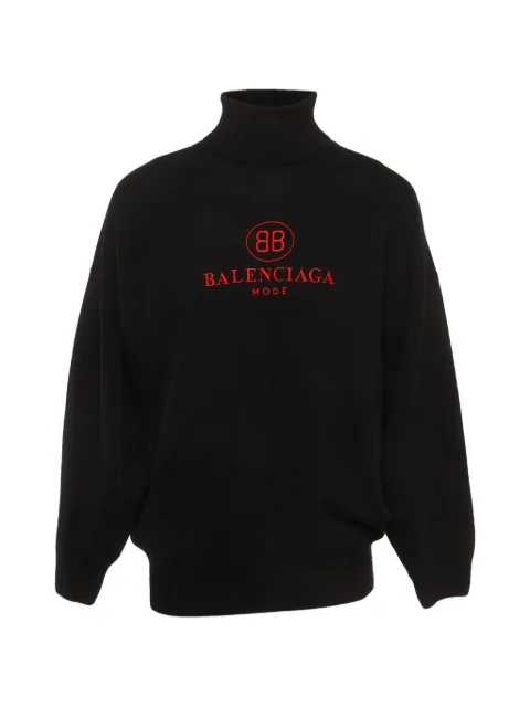 Balenciaga Pre-Owned logo-embroidered ribbed-knit sweater