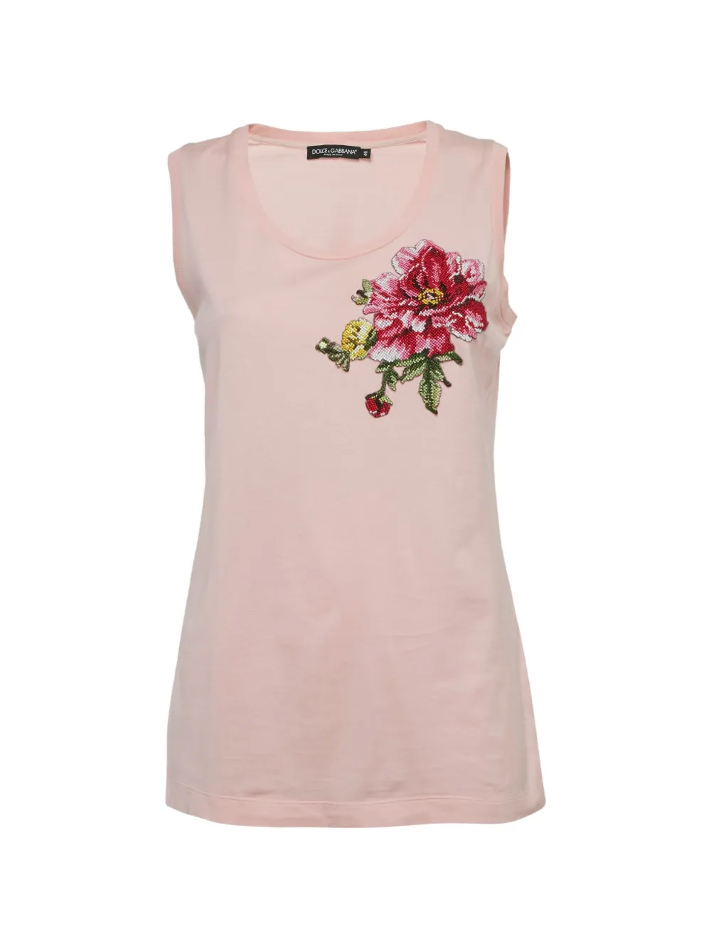 Dolce & Gabbana Pre-Owned floral-embroidered tank top - Rosa