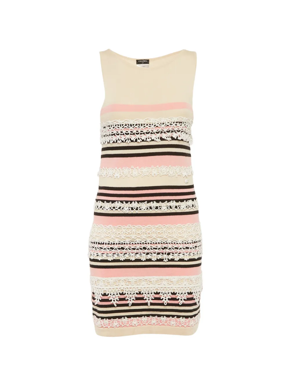 CHANEL Pre-Owned Abito corto a righe - Toni neutri