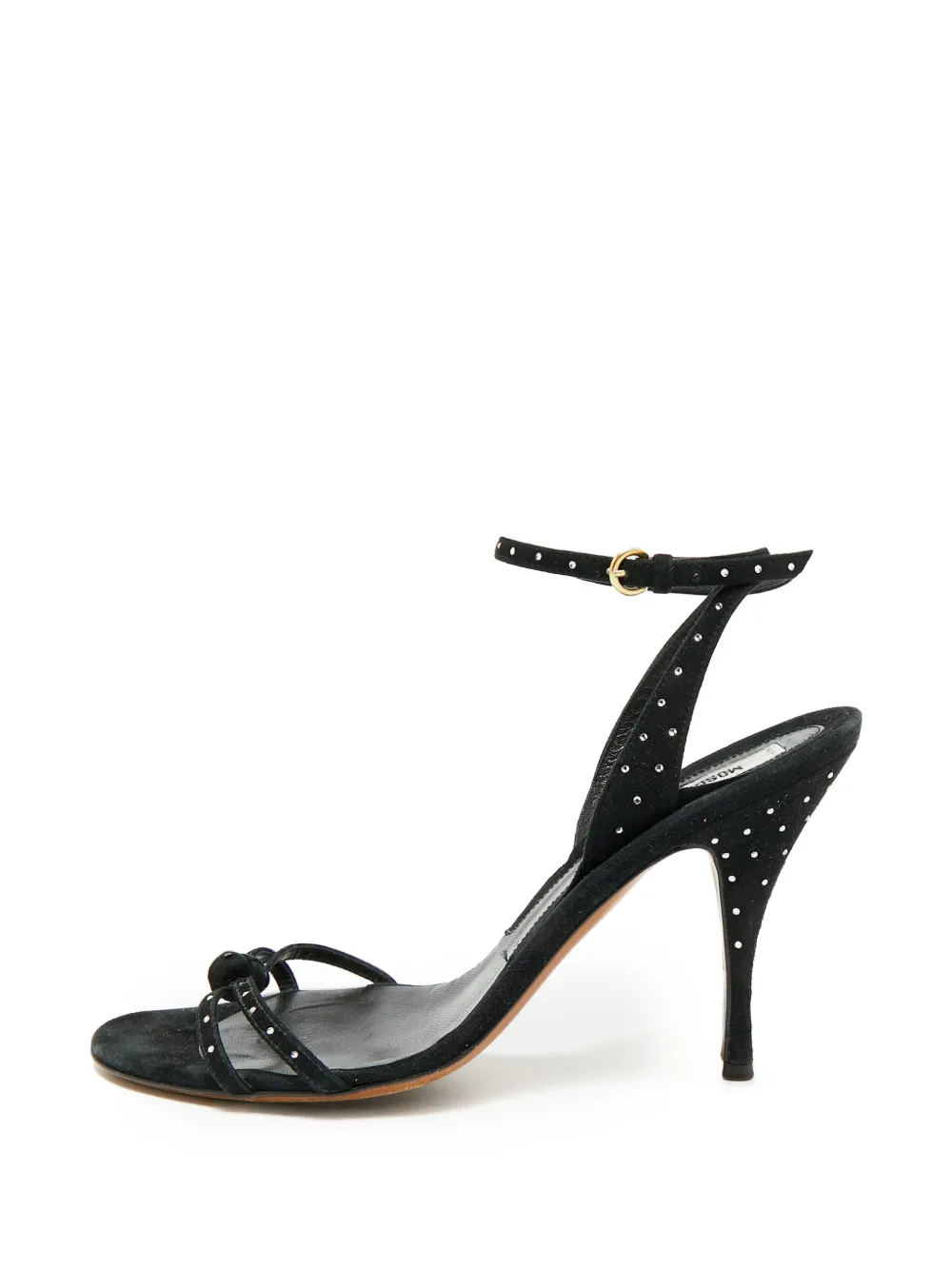 Moschino Pre-Owned crystal-embellished ankle-wrap sandals - Nero