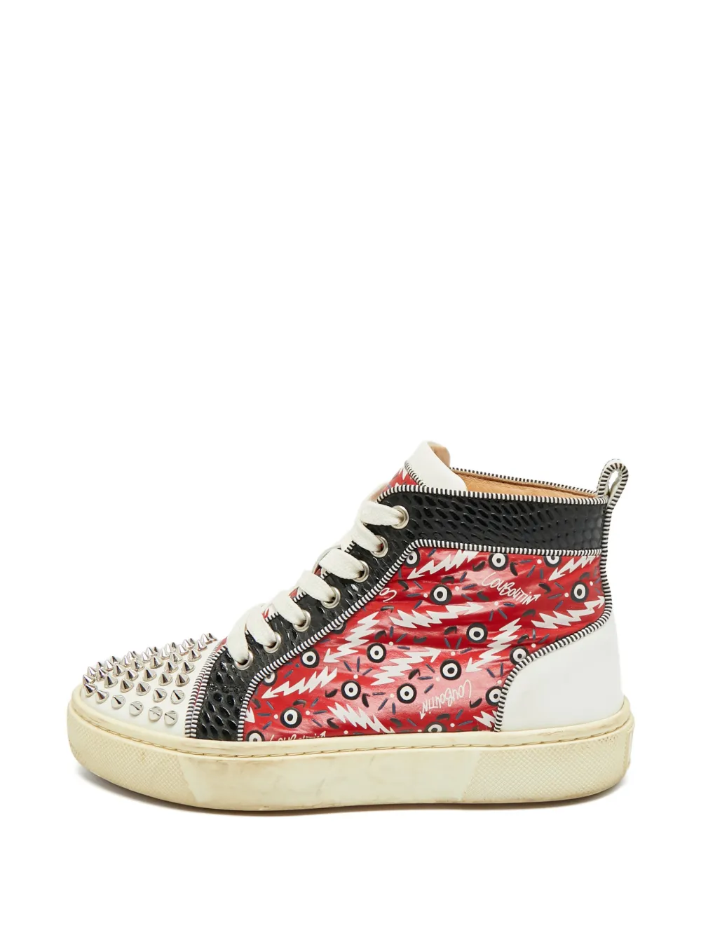 Christian Louboutin Pre-Owned lace-up spiked sneakers - Rot