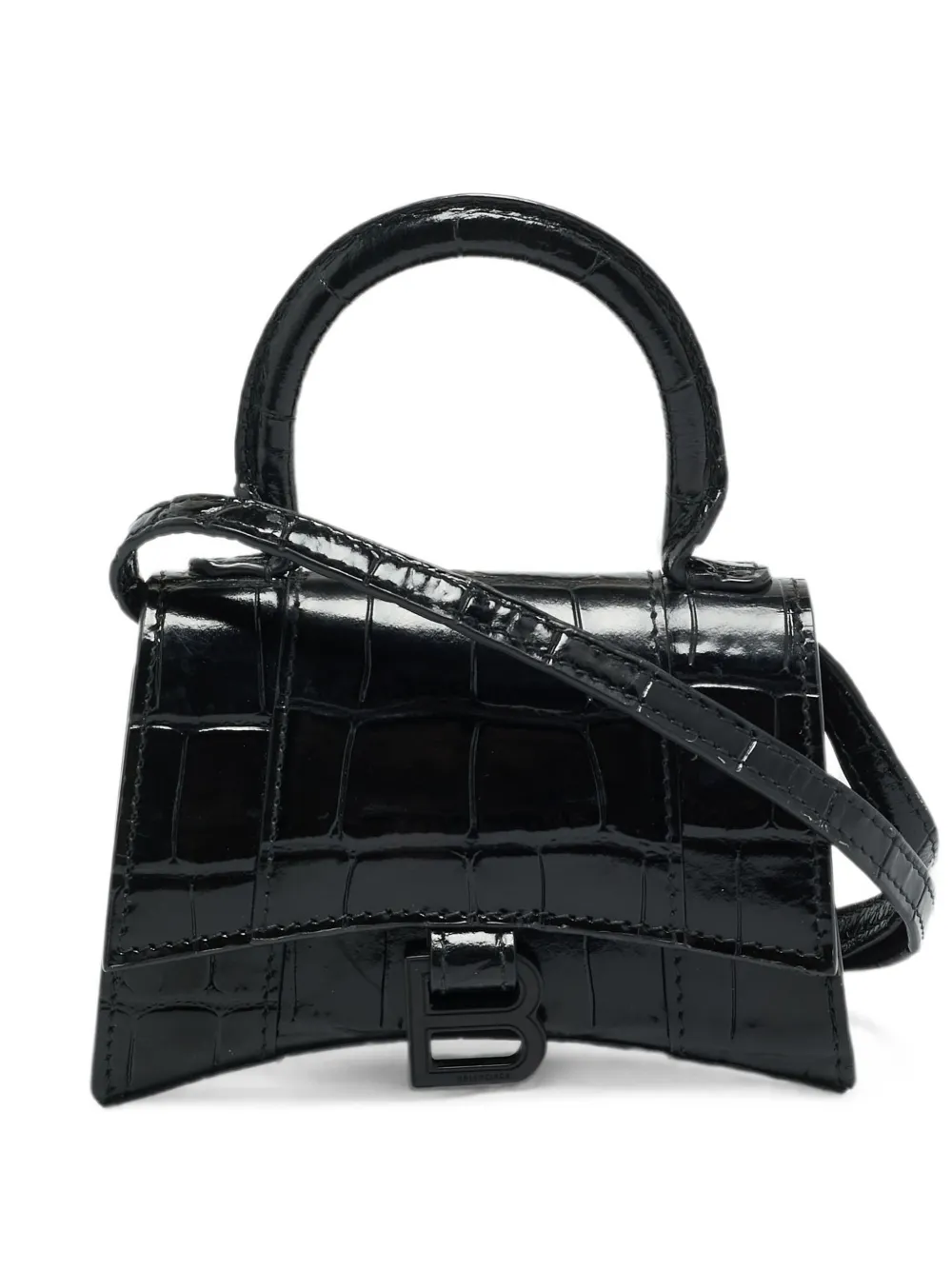 Balenciaga Pre-Owned mini Hourglass croc-embossed tote bag - Nero