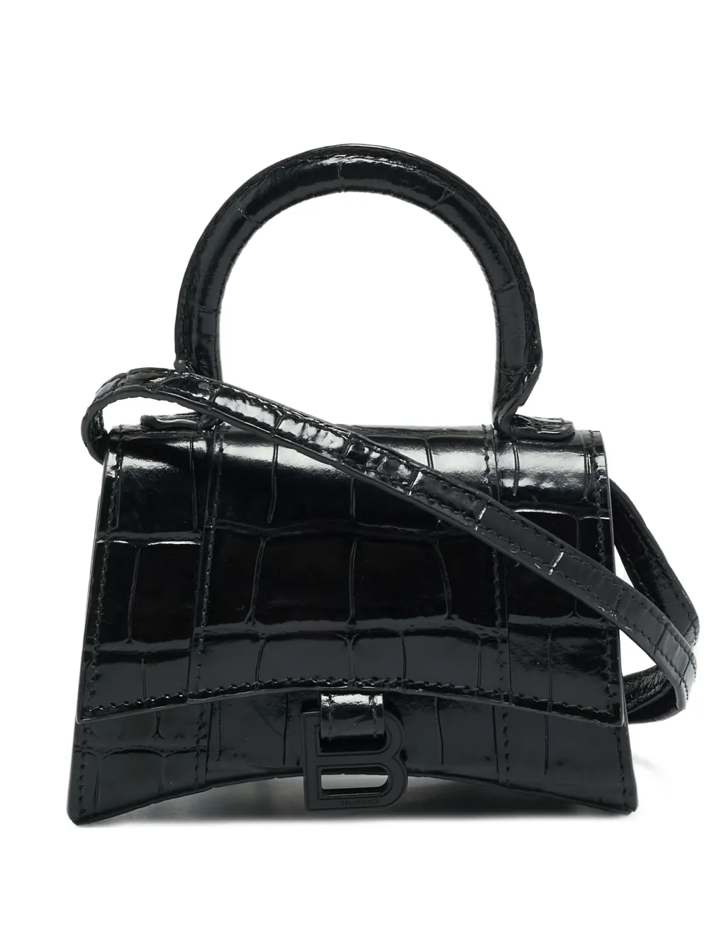 Balenciaga Pre-Owned mini Hourglass croc-embossed tote bag - Nero