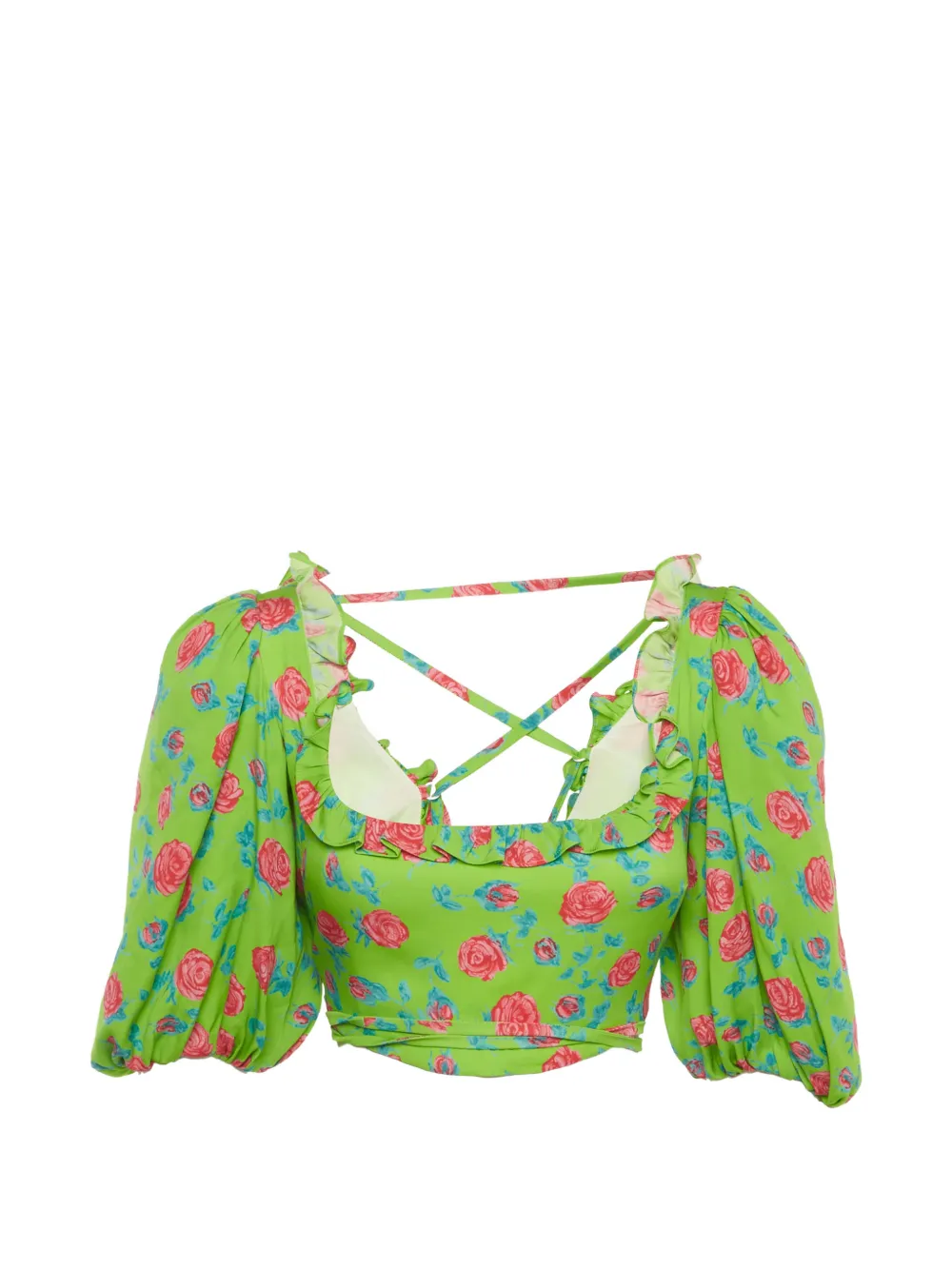 Miu Miu Pre-Owned rose-print crop top - Verde