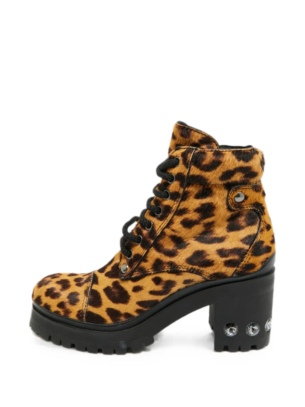 Miu Miu Pre-Owned leopard-print calf hair ankle boots - Nude
