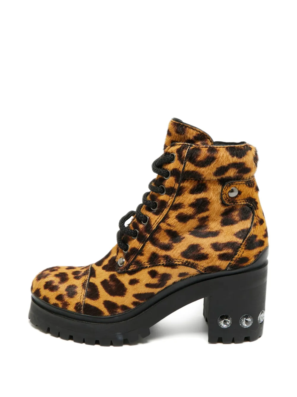Miu Miu Pre-Owned leopard-print calf hair ankle boots - Nude