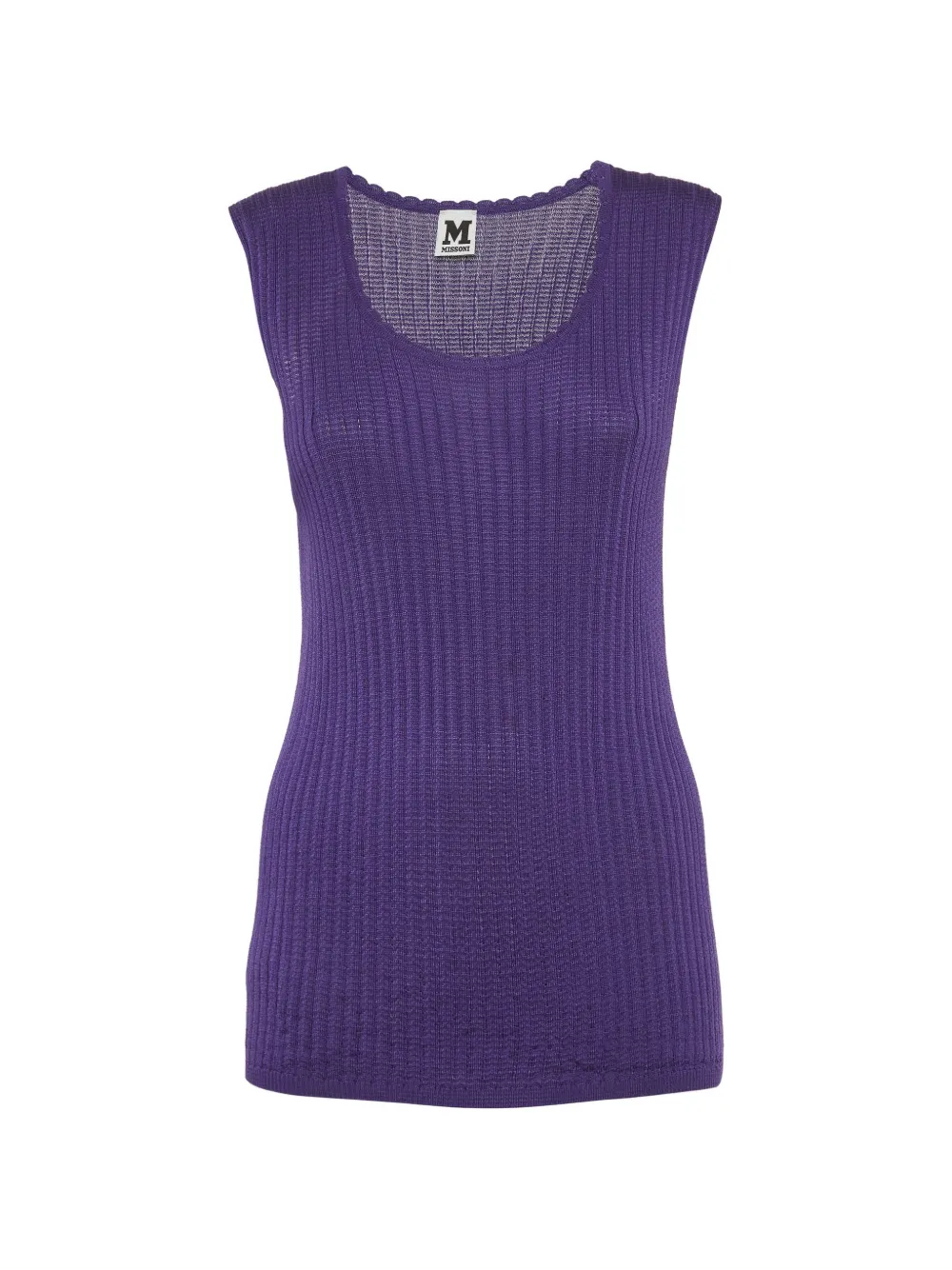Pre-owned Missoni Ribbed-knit Sleeveless Tank Top In Purple