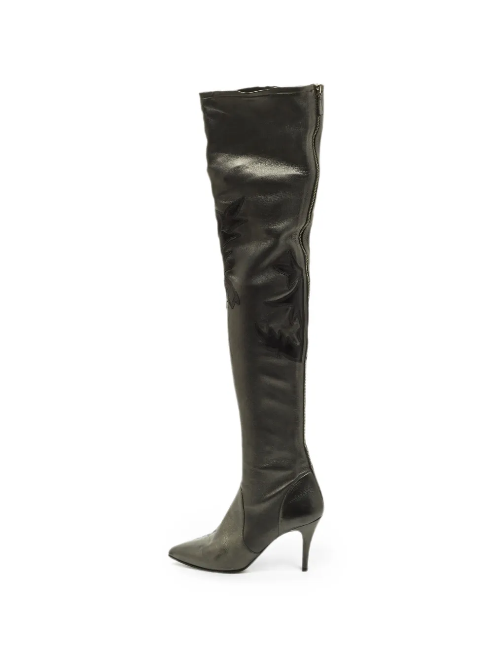 CHANEL Pre-Owned metallic-finish leather knee-length boots - Schwarz