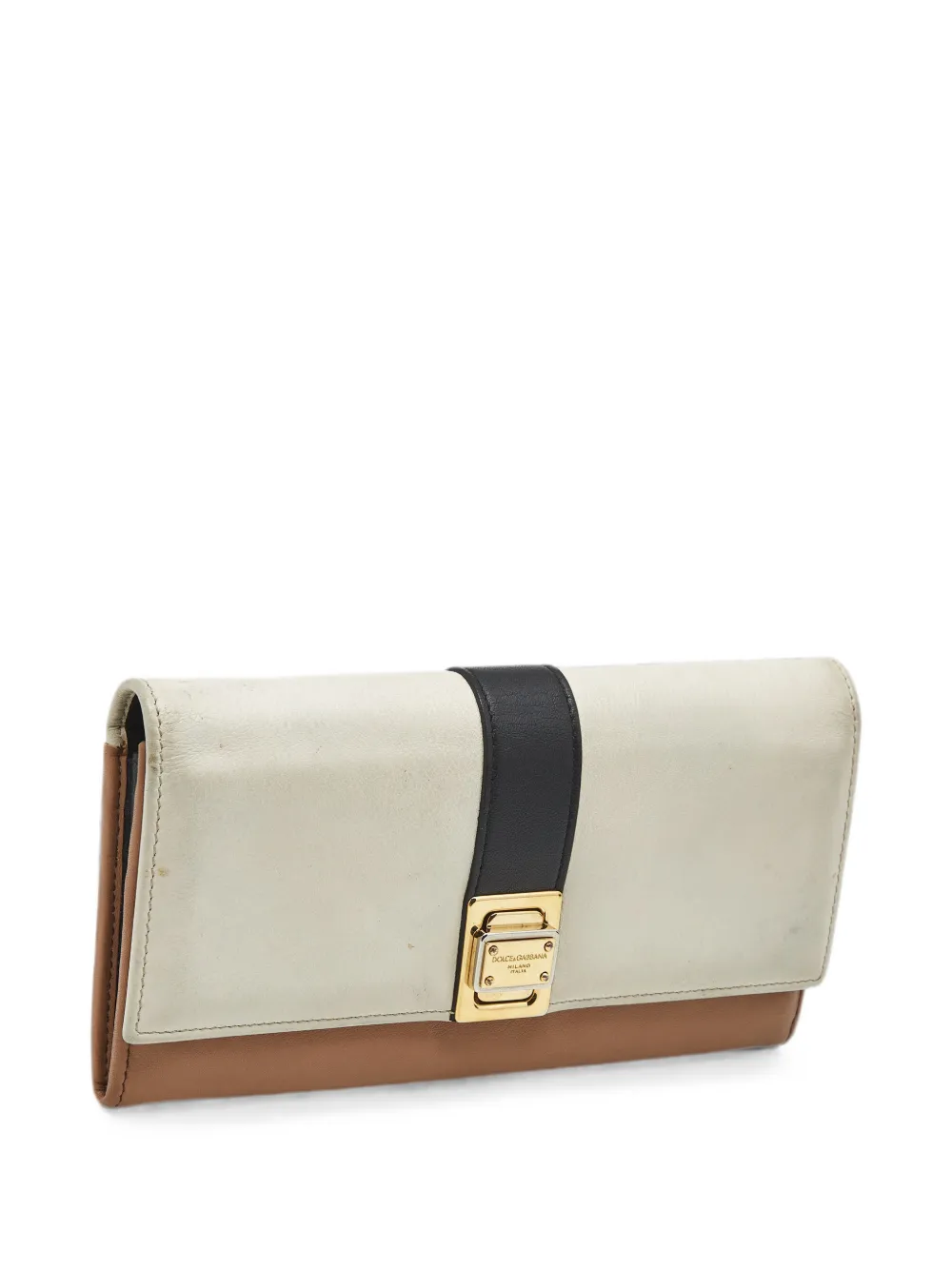 Pre-owned Dolce & Gabbana Twist-lock Flap Wallet In White