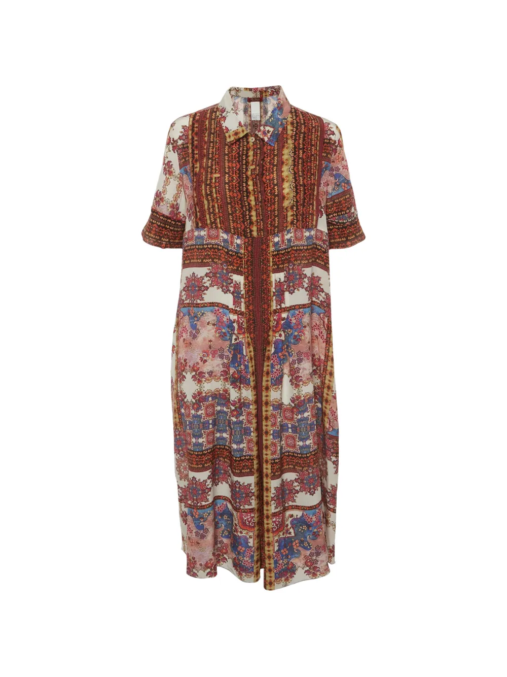 Pre-owned Max Mara Printed Short-sleeved Midi Dress In Neutral