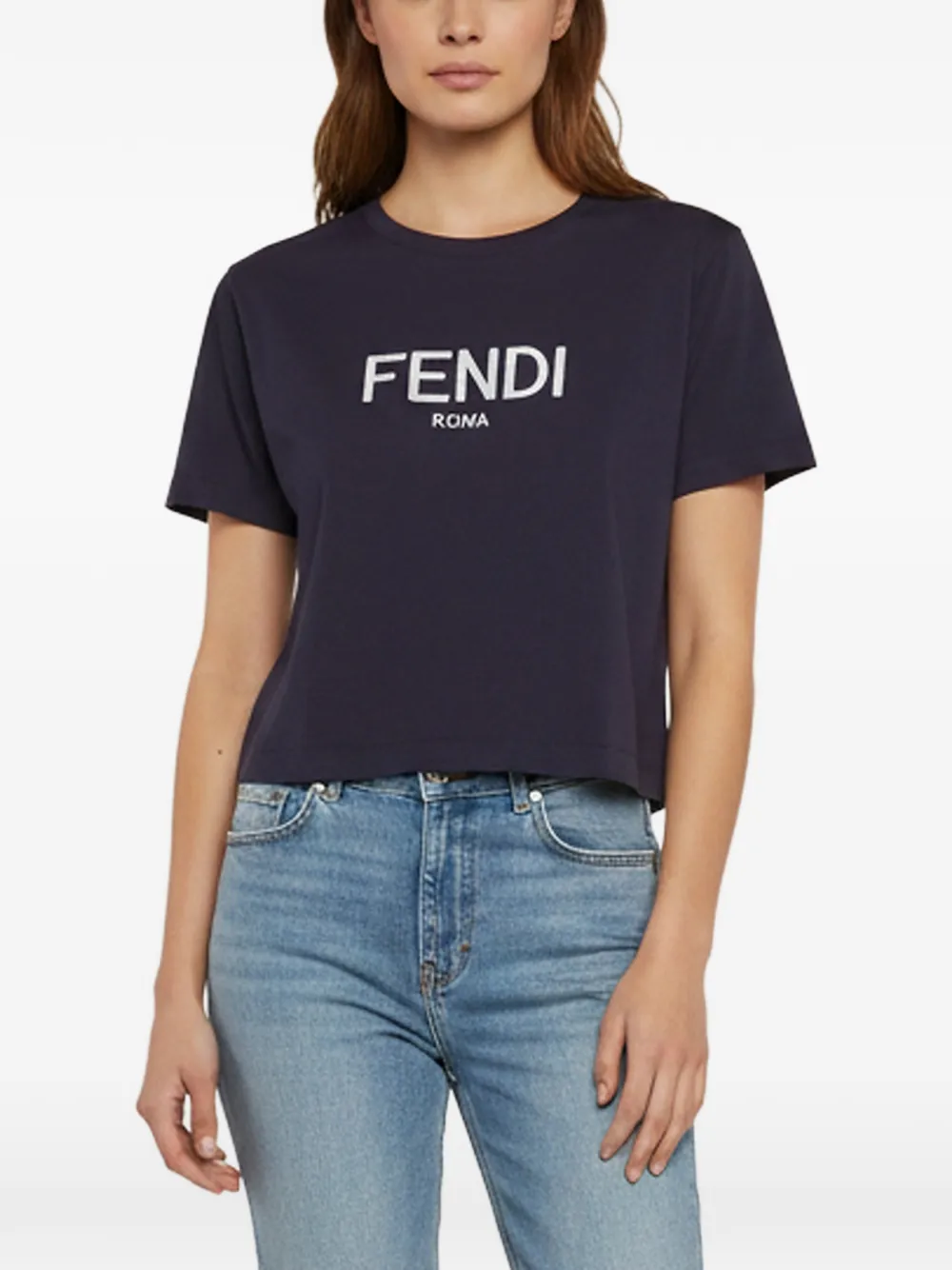 Fendi Pre-Owned logo-embroidered crew-neck T-shirt - Blu