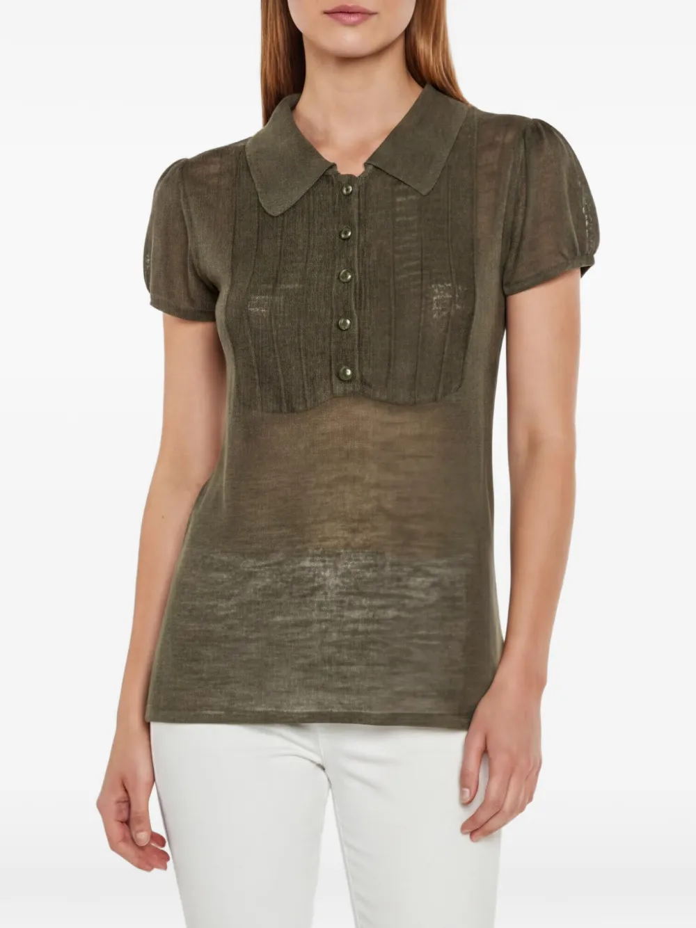 Burberry Pre-Owned sheer knitted polo shirt - Verde