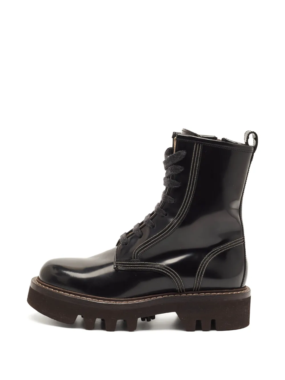 Brunello Cucinelli polished-finish combat boots - Schwarz