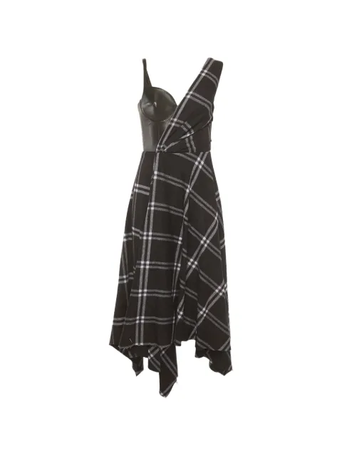 Alexander McQueen Pre-Owned check-pattern leather-trim midi dress