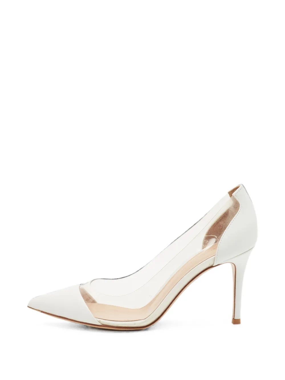 Gianvito Rossi Plexi panelled heeled pumps - White