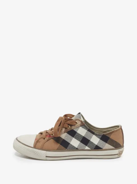 Burberry Pre-Owned House Check leather-trim sneakers