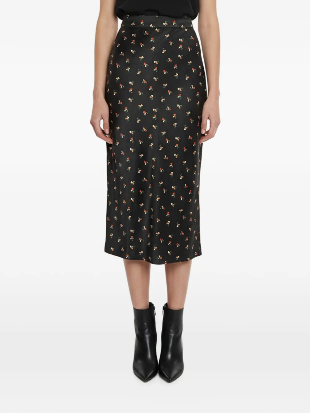 Victoria Victoria Beckham floral-print midi skirt - Nero