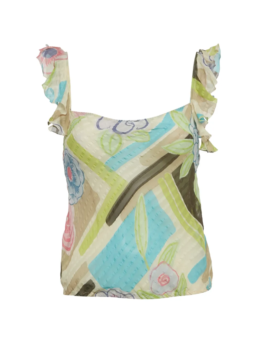 Moschino Pre-Owned Top semi trasparente con ruches - Toni neutri